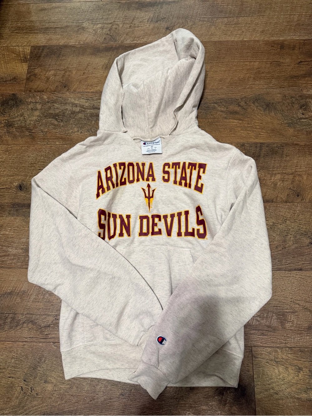 Champion Arizona State Sun Devils Hooded Sweatshirt - Cream with Maroon & Gold